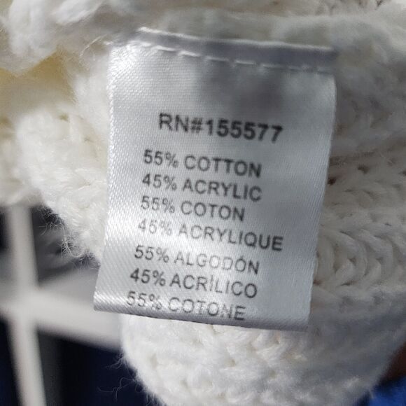 Mod  Black Label White V-neck Pullover Distressed Fringe Cropped Sweater Small - Picture 5 of 5